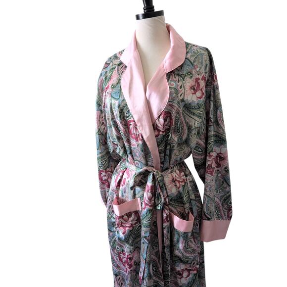 Vintage Y2K Victoria's Secret Gold Label Robe Medium Pink Floral Night Dress - Picture 4 of 8